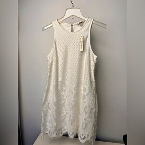 Speechless Juniors White Knit Lace Dress small NWT